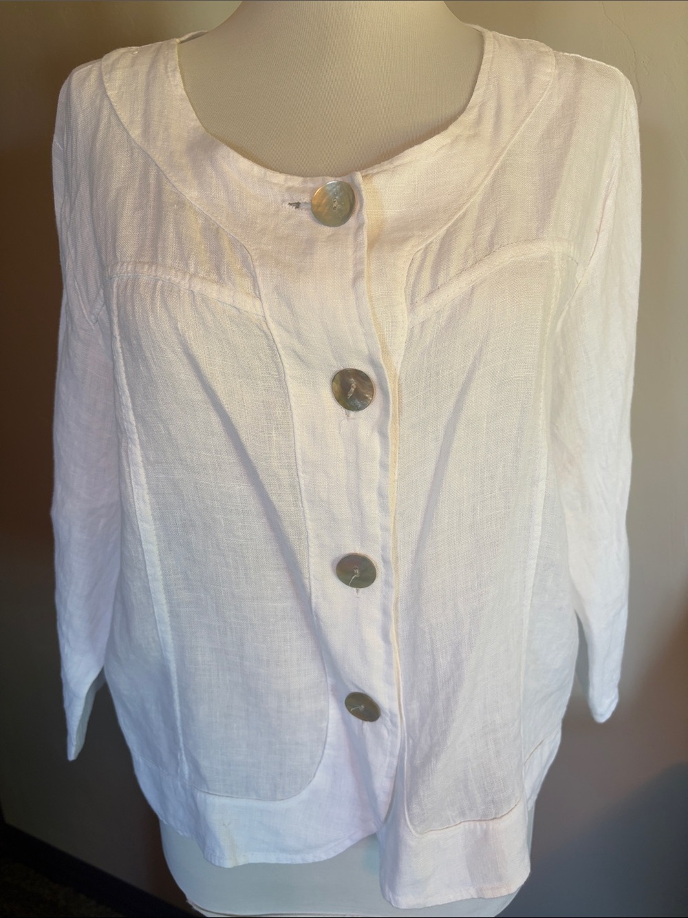 Linen Blend Light Coverup White Luca Vanucci